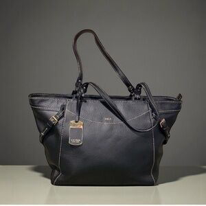Lauren Ralph Lauren LRL Black Leather Sheldon Tote Handbag Shoulder Bag Purse